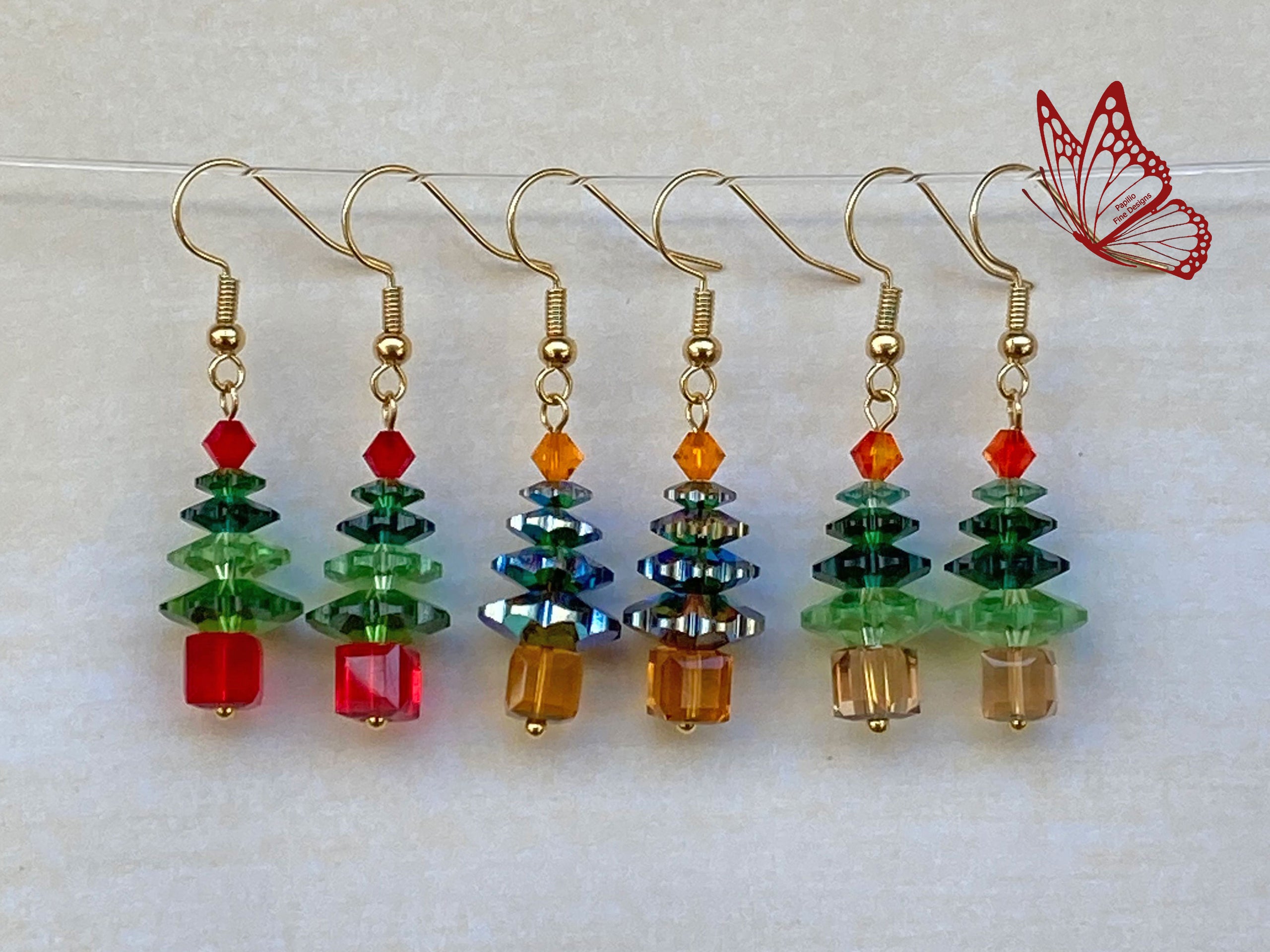 Crystal christmas tree earrings deals